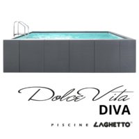 Piscina Laghetto Dolcevita Diva, rivestita in fibra sintetica intrecciata a mano colore Grey