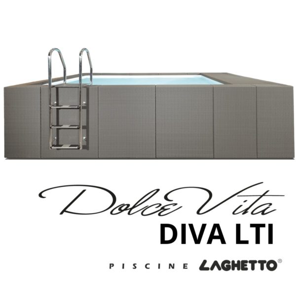 Piscina Laghetto Dolcevita Diva LTI, rivestita in fibra sintetica intrecciata a mano colore Grey