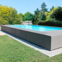 Piscina Laghetto Infinty colore grigio con rivestimento interno in pvc bianco