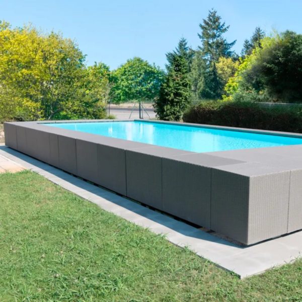 Piscina Laghetto Infinty colore grigio con rivestimento interno in pvc bianco