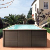 Piscina Laghetto Dolcevita Rattan colore tobaco montata su pavimentazione esistente